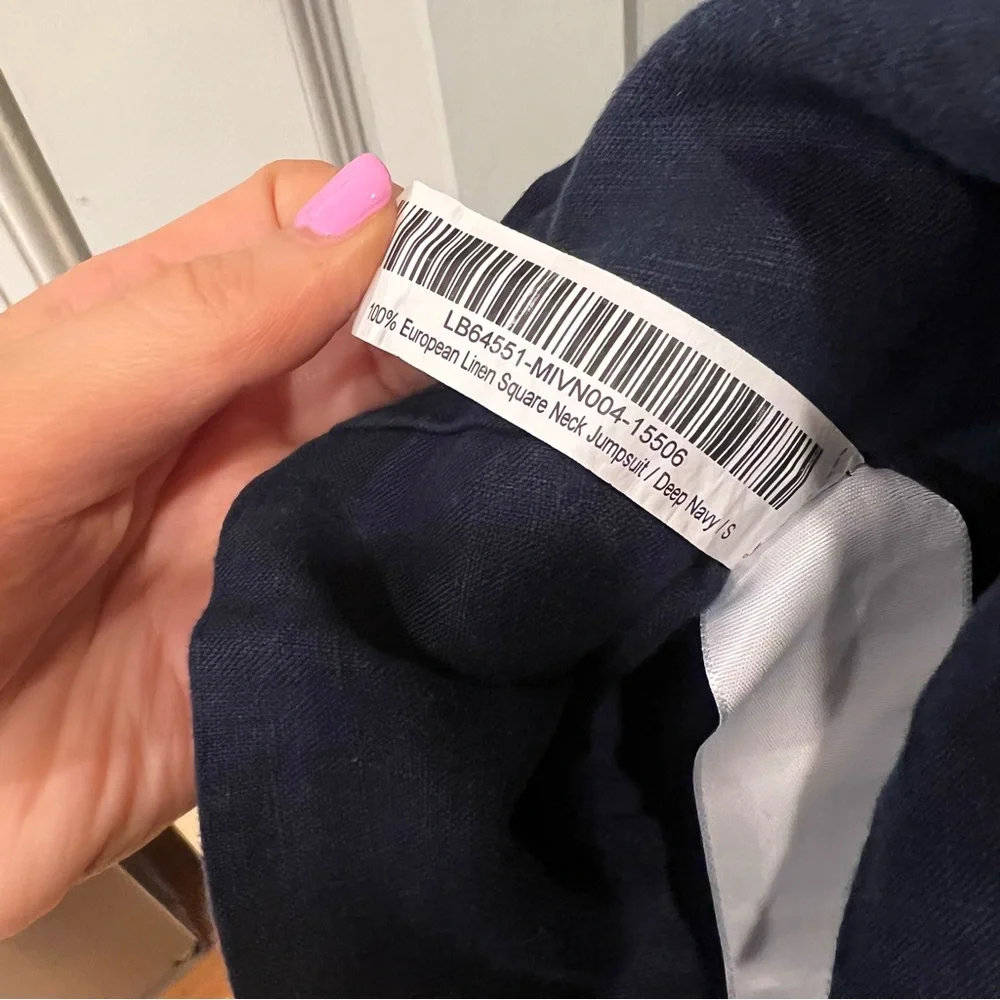 Like New Quince 100% European Linen Square Neck Jumpsuit Deep Navy Small